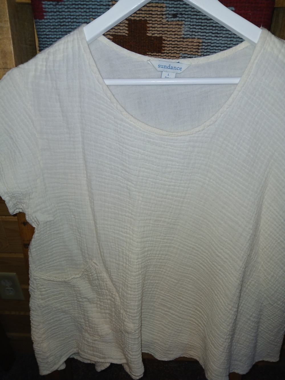Sundance Cream Short-Sleeve Textured Tunic Top